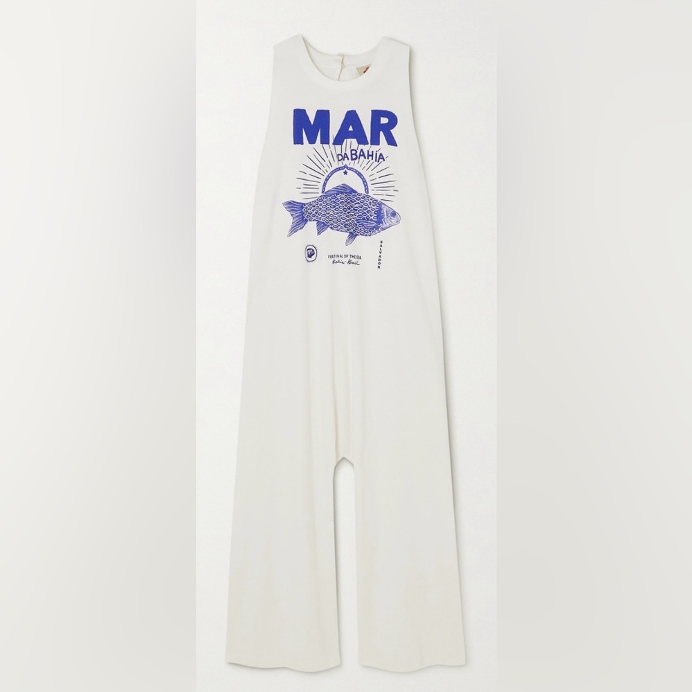 FARM Rio White Jumpsuit with Blue Fish Graphic - Picture 3 of 6